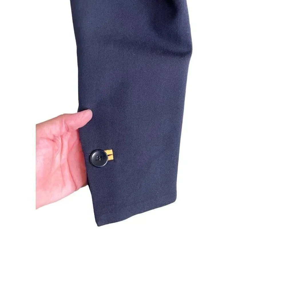 Austin Reed USA Womens 10 Petite Navy Wool Blazer Jacket Preppy Prep School Boy - Picture 9 of 16